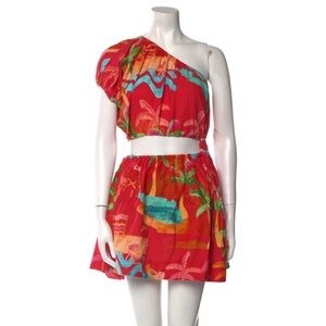 Farm Rio Printed One-Shoulder Mini Dress